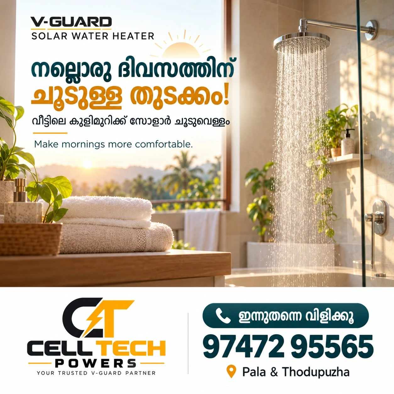 Solar water heating for homes — Celltech Powers
